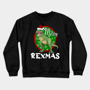 Merry Rexmas Christmas Dinosaur TRex Santa Hat Crewneck Sweatshirt